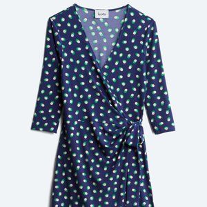 NWT! LEOTA Harley Faux Wrap Knit Dress,  Size Medium, Color - Navy.